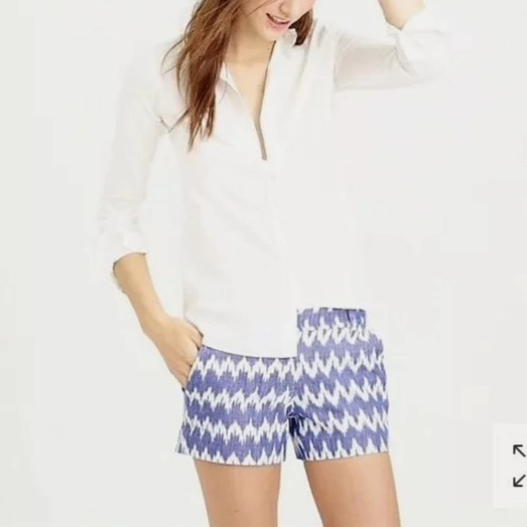 J. Crew Ikat Blue and White Zig Zag Shorts Size 4 - Picture 8 of 8